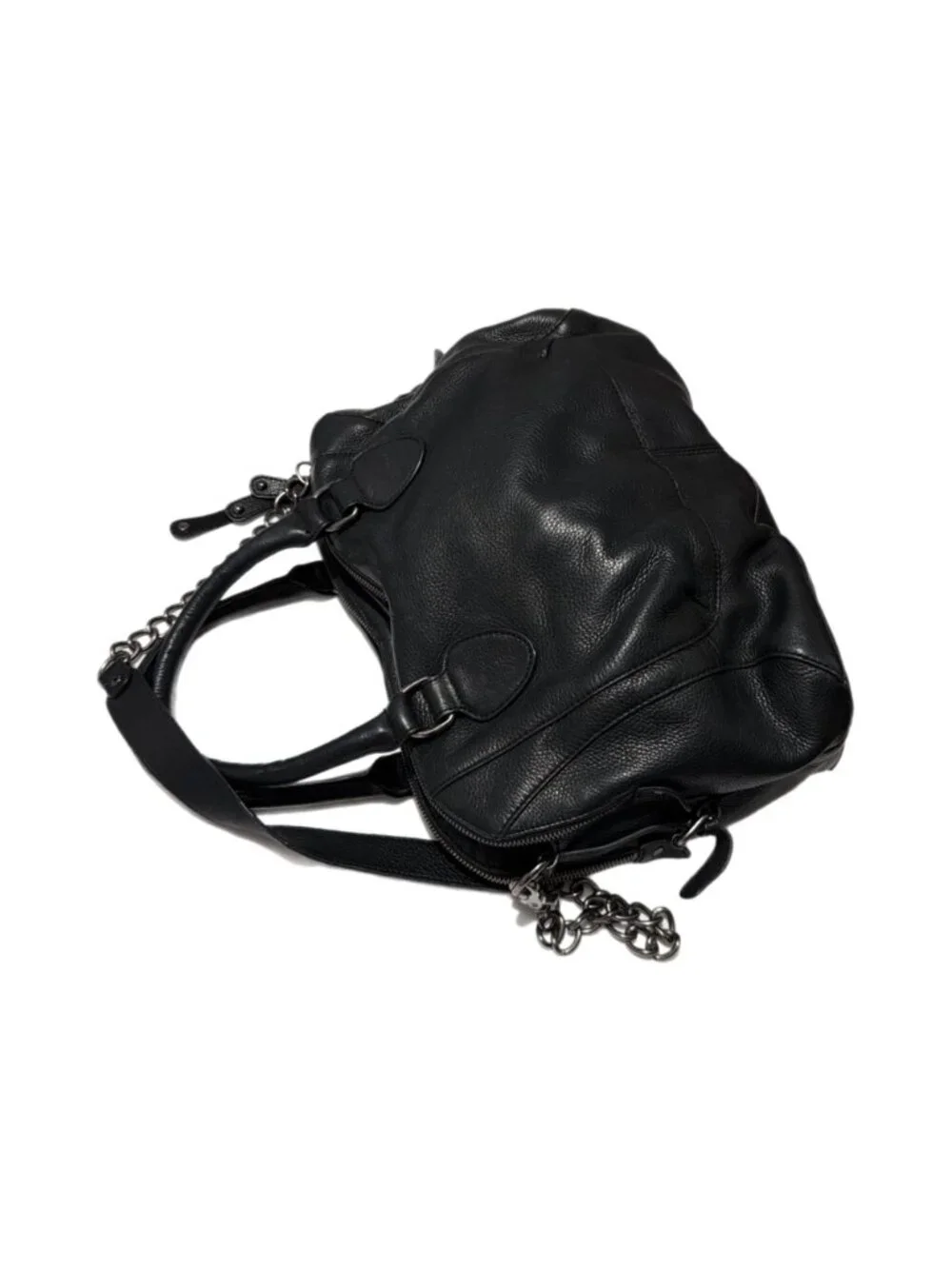 Audrey Brooke Bag Black Genuine Leather Satchel Purse Moto Rocker Grunge Gothic